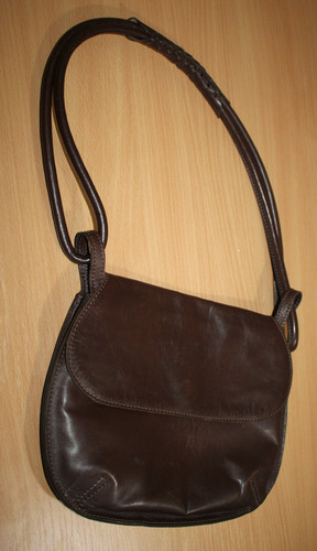 Brown leather handbag - brown,