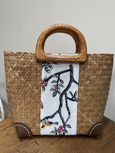 Reed wicker handbag faux - handbag,