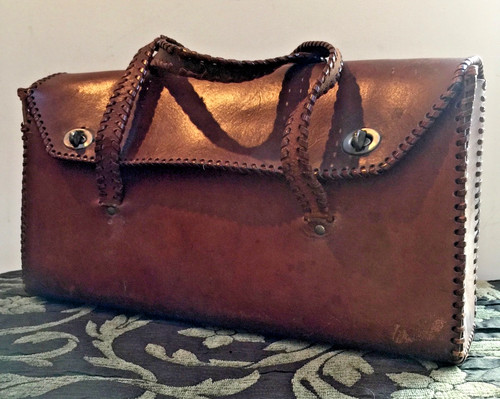 Hard leather brown bag - brown, satchel