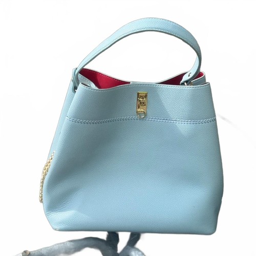 Turquoise faux leather handbag