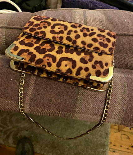 Leopard print faux - print, flap